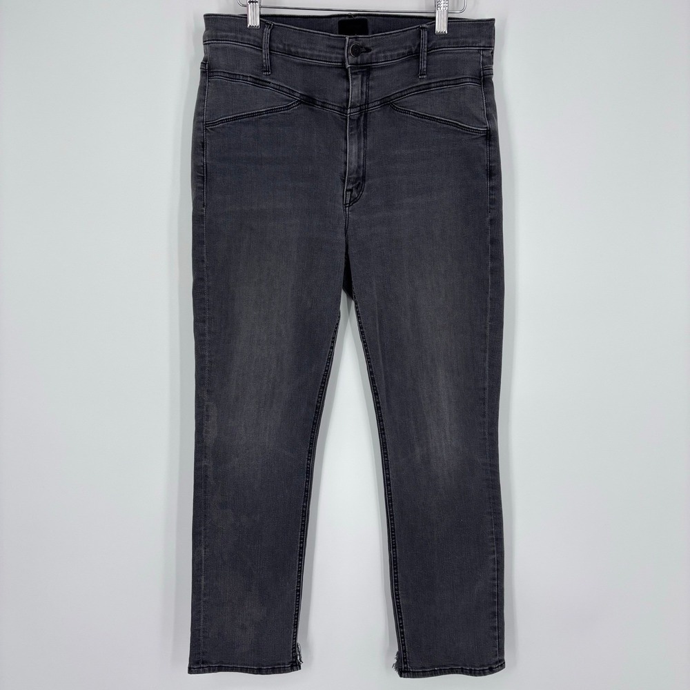 Mother The Dazzler Yoke Front Ankle Women 30 Faded Black High Rise Straight Jean